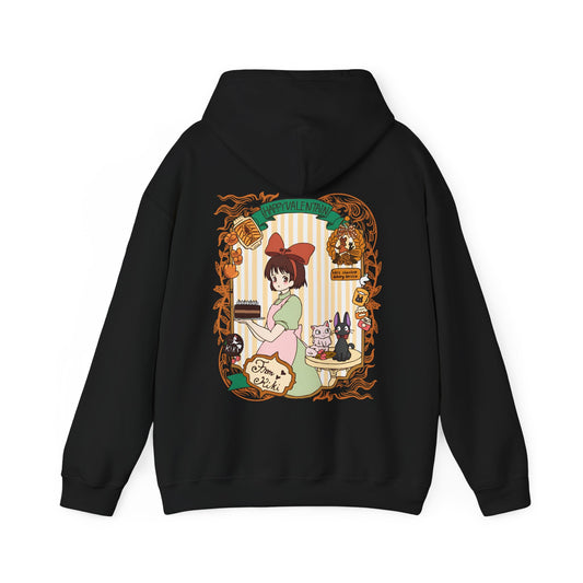 Kiki Happy Back Print Hoodie – 100% Cotton Studio Ghibli Kiki’s Delivery Service Hoodie for Anime Fans