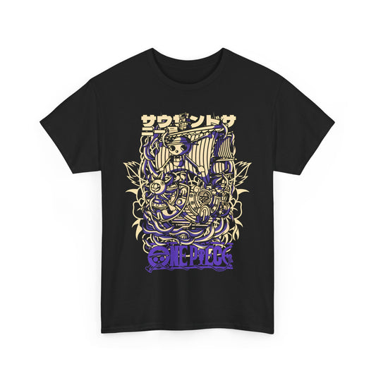 One Piece Ship T-Shirt – 100% Cotton Anime Tee Featuring Going Merry & Thousand Sunny