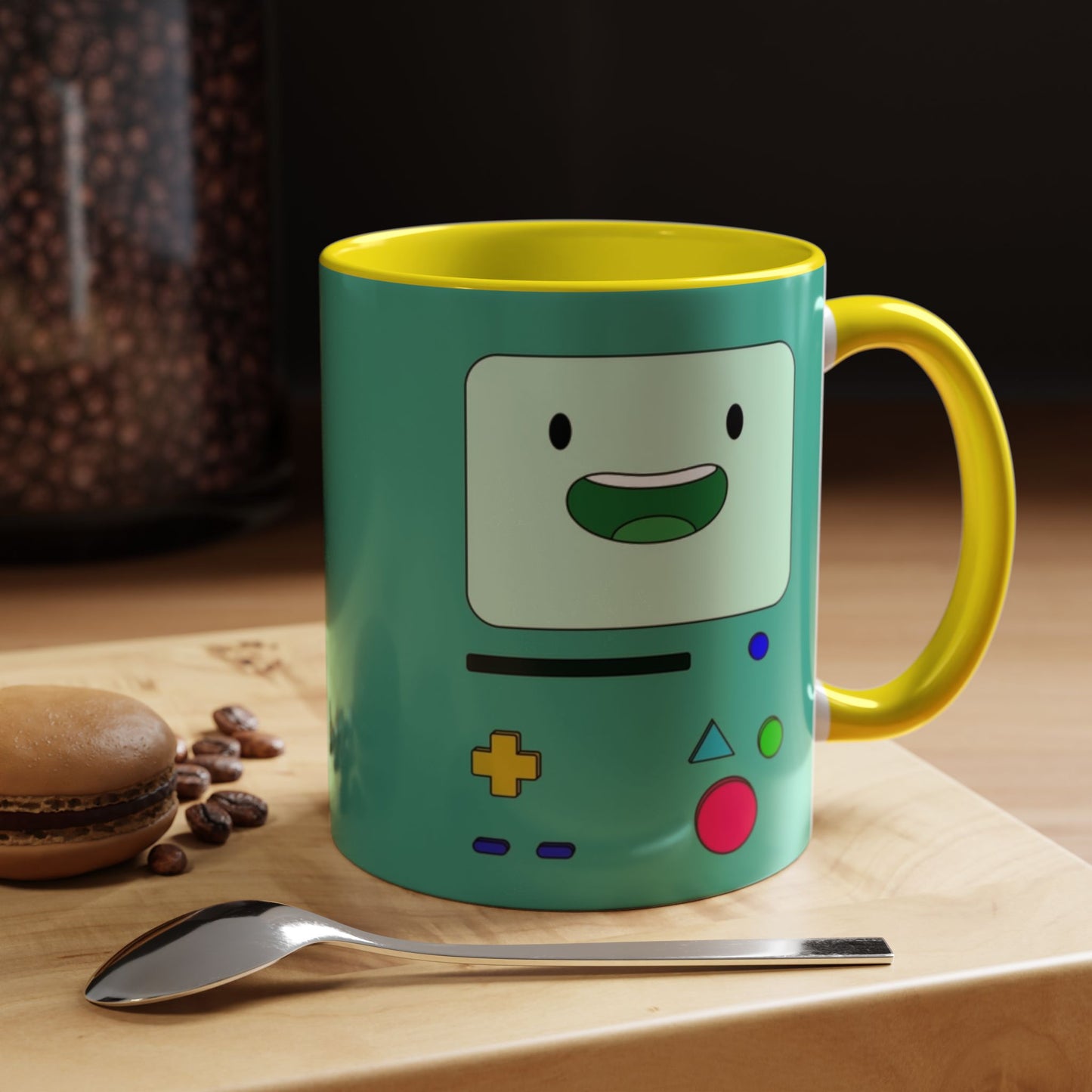 BMO Adventure Time Accent Handle Mug – Colorful Beemo Cup – 11oz & 15oz Ceramic Gift for Cartoon Fans
