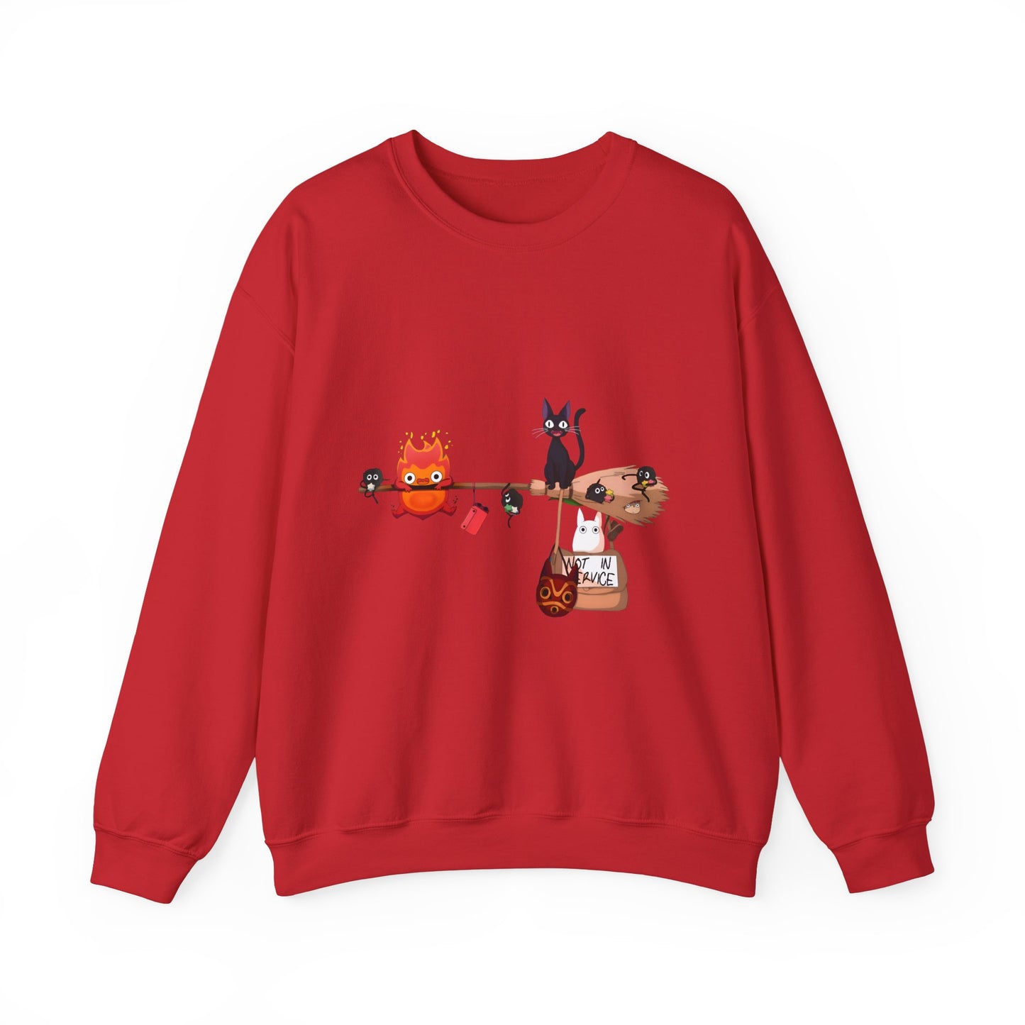 Calcifer Jiji Soot Sprites Sweatshirt – 100% Cotton Studio Ghibli Cozy Anime Pullover