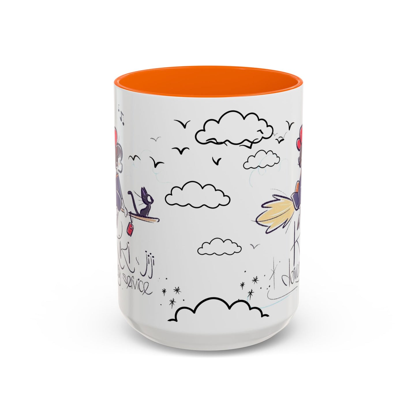 Kiki's Delivery Service Sketch Accent Mug – Studio Ghibli Ceramic Cup – 11oz & 15oz Anime Gift