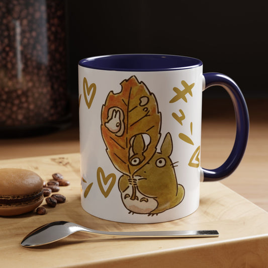 Cute Totoro Accent Mug – Studio Ghibli Color Handle Cup 11oz & 15oz – Kawaii Anime Coffee Mug Gift