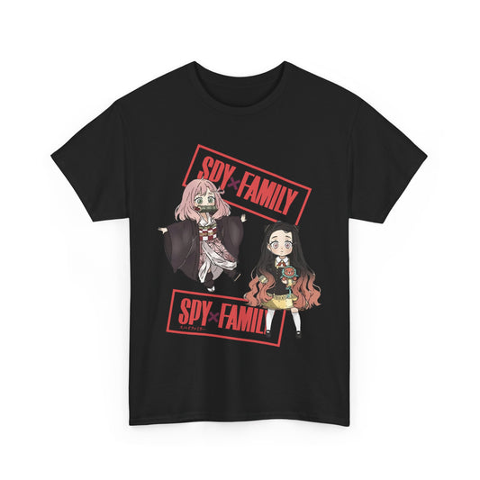 Anya and Nezuko Dolls T-Shirt – 100% Cotton Cute Anime Crossover Shirt for Fans