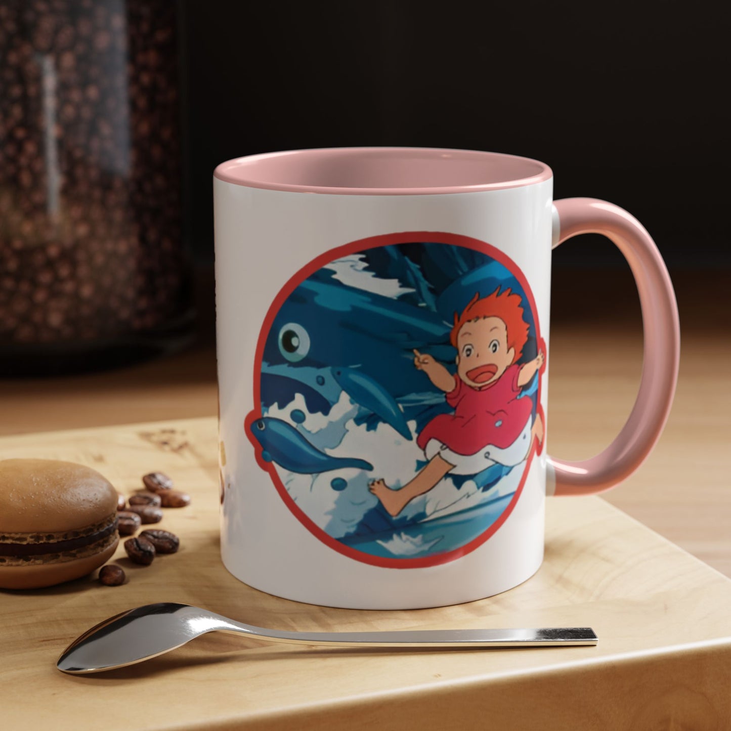 Ponyo Accent Mug – Studio Ghibli Collage Color Handle Cup 11oz & 15oz – Cute Anime Ocean Gift for Fans