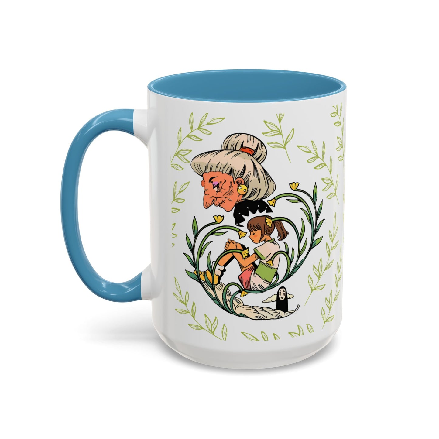 Spirited Away Chihiro Accent Mug – Studio Ghibli Coffee Cup with Colored Handle – 11oz & 15oz Ceramic Anime Gift