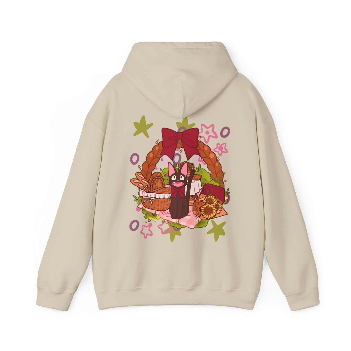 Jiji Cat Gift Back Print Hoodie – 100% Cotton Studio Ghibli Inspired Anime Hoodie