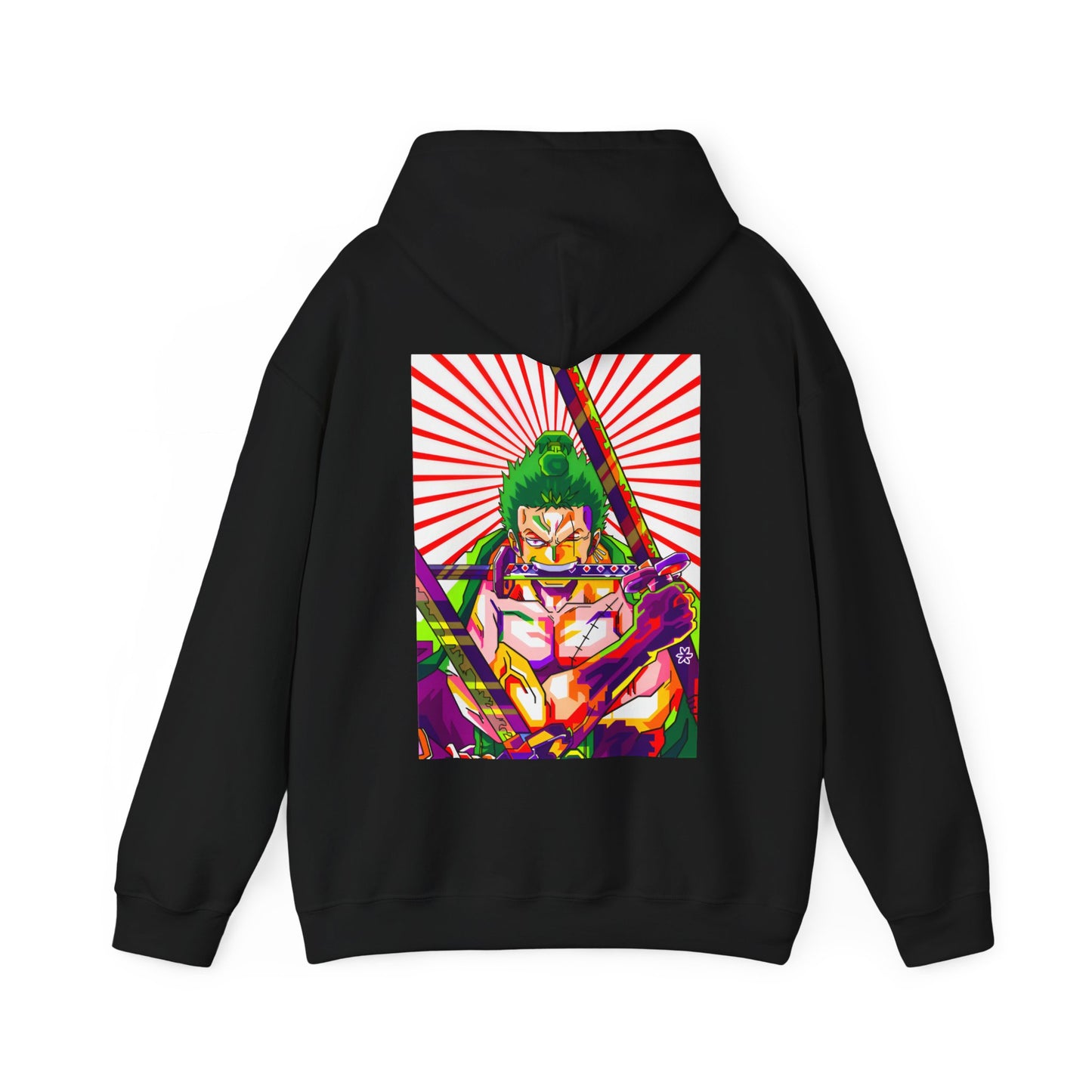 Zoro Style Back Print Hoodie – 100% Cotton One Piece Anime Sweatshirt for True Fans
