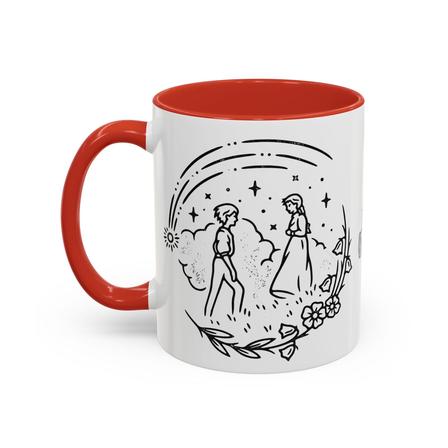 Calcifer Accent Mug – Howl’s Moving Castle Cup with Colored Handle – Studio Ghibli Gift 11oz & 15oz