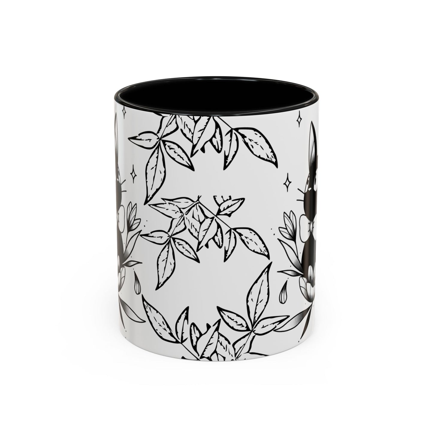Jiji Cat Studio Ghibli Mug – 11oz & 15oz Accent Handle Coffee Cup – Cute Kiki’s Delivery Service Gift