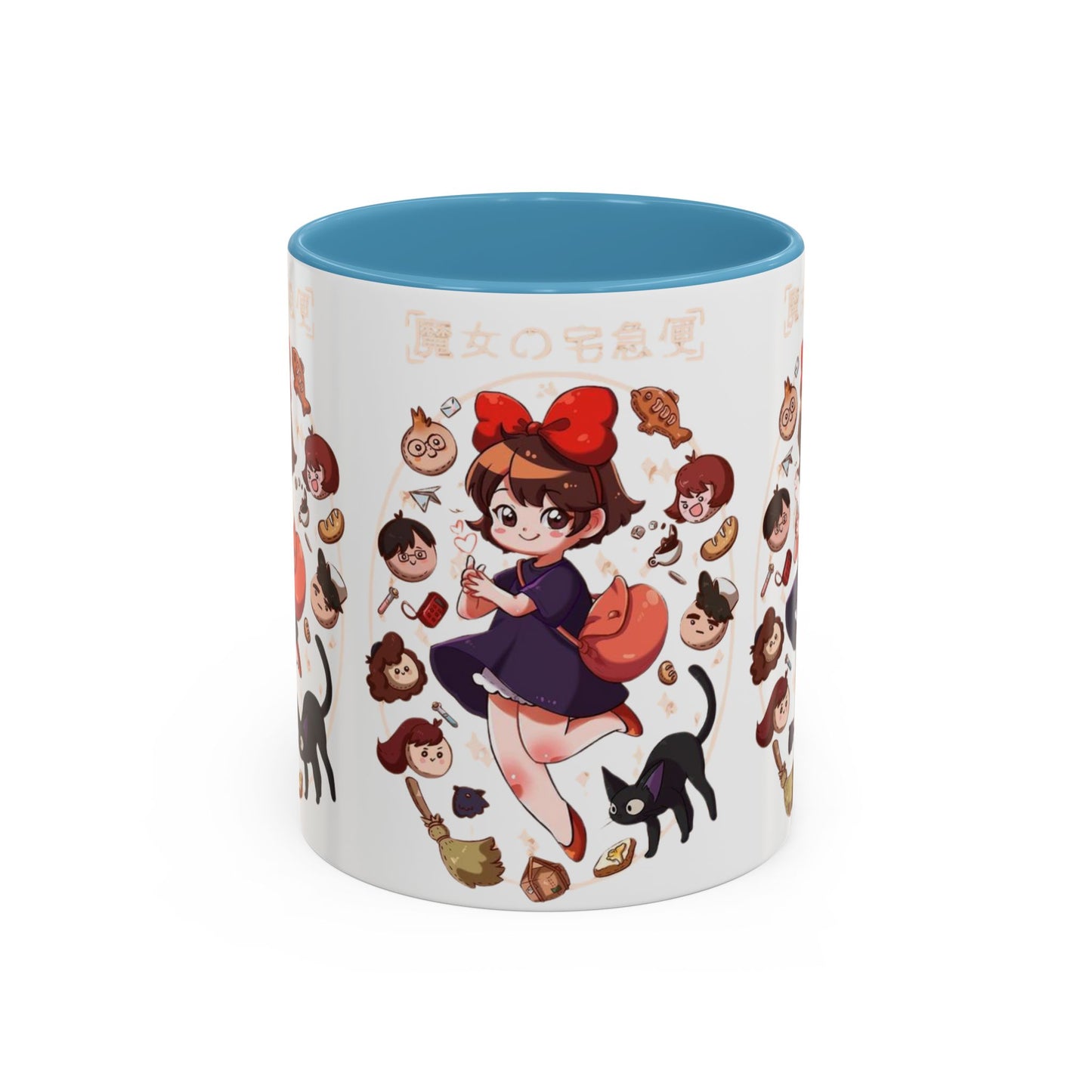 Kiki’s Delivery Service Accent Mug – Stained Glass Anime Cup 11oz & 15oz – Ghibli Inspired Color Handle Mug