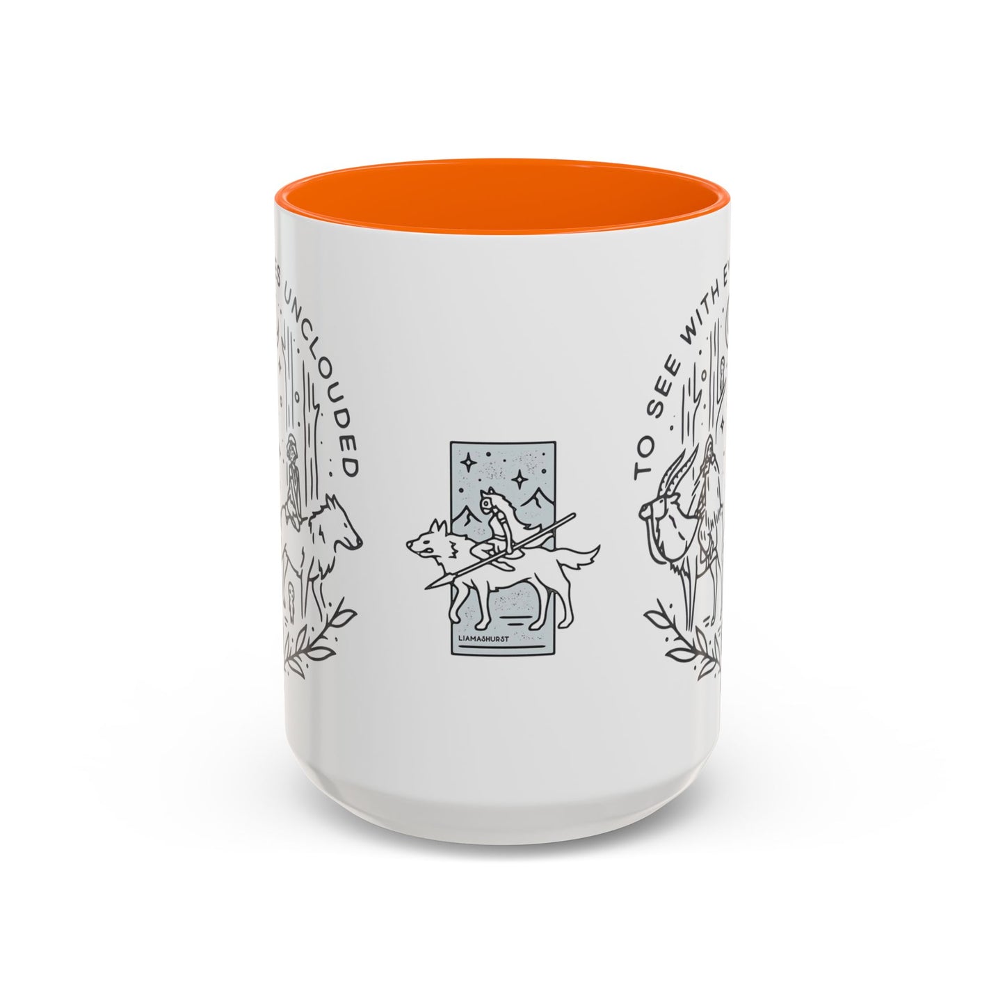 Princess Mononoke Art Accent Mug – Studio Ghibli Coffee Cup with Colored Handle – 11oz & 15oz Ceramic Anime Gift