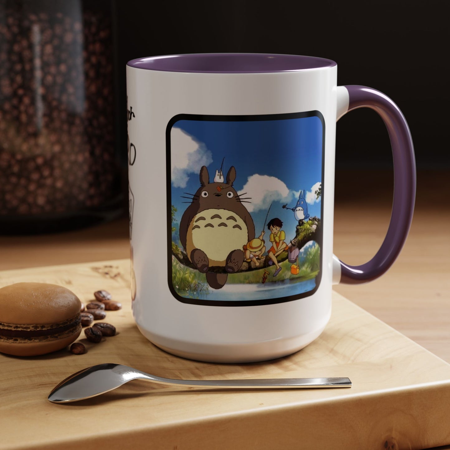 My Neighbor Totoro Accent Mug – Ghibli Collage Color Handle Cup 11oz & 15oz – Cute Anime Coffee Mug Gift