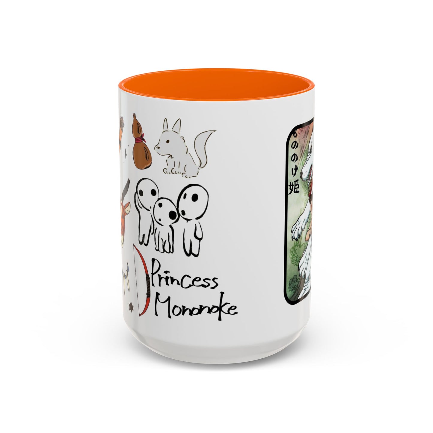 Princess Mononoke Accent Mug – Ghibli Collage Color Handle Cup 11oz & 15oz – Fantasy Anime Gift with San & Kodama