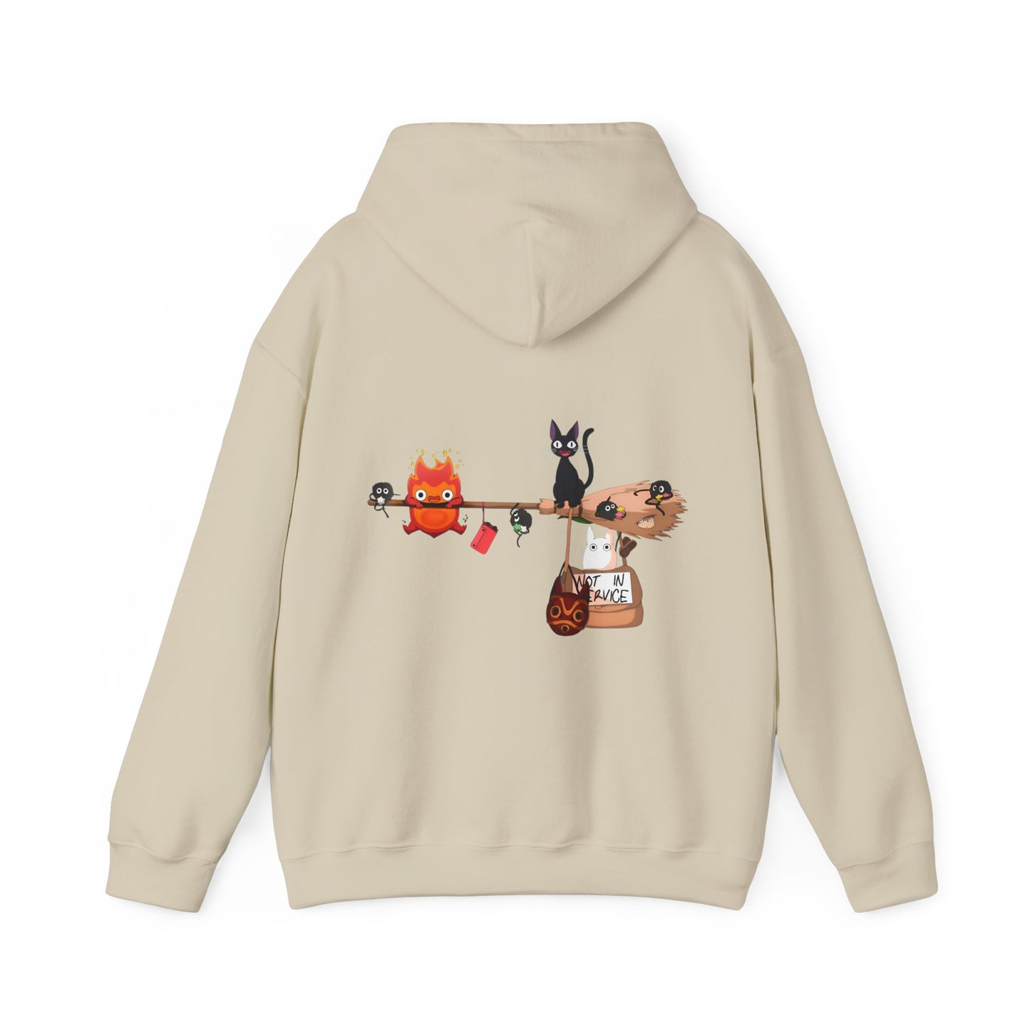 Calcifer Jiji Soot Sprites Back Print Hoodie – 100% Cotton Studio Ghibli Anime Hoodie