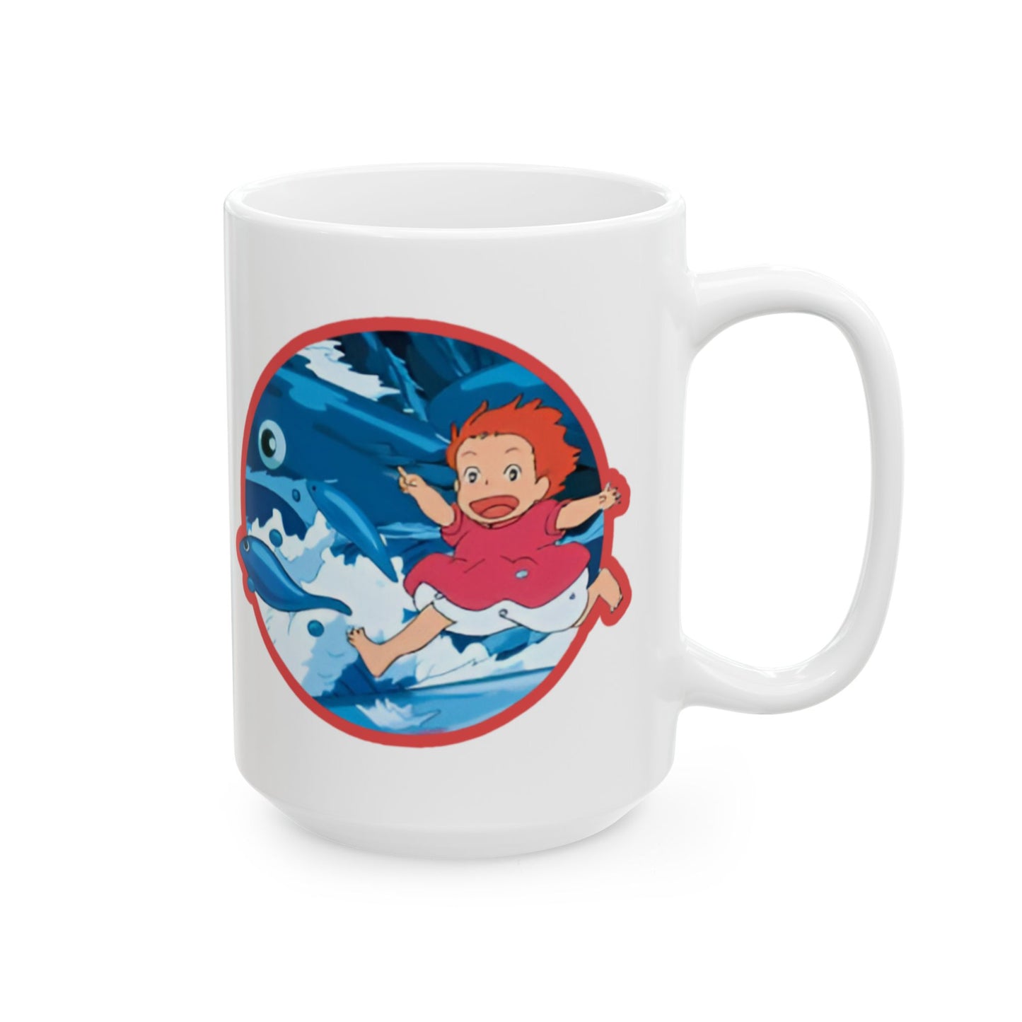 Ponyo Collage Mug – Studio Ghibli Coffee Cup 11oz & 15oz – Cute Anime Gift Featuring Ponyo and Sosuke