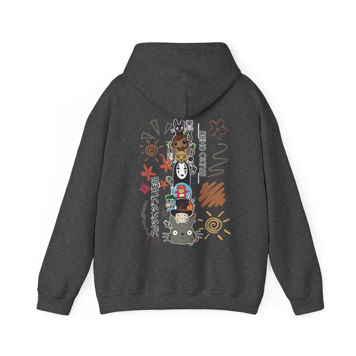 Studio Ghibli Back Print Hoodie – 100% Cotton Sketch Design Featuring Iconic Anime Characters