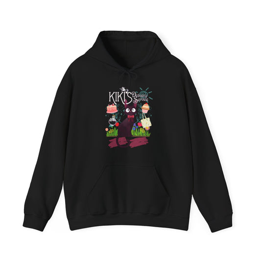Jiji Collage Studio Ghibli Hoodie – 100% Cotton Anime Hoodie Featuring Kiki’s Delivery Service Cat