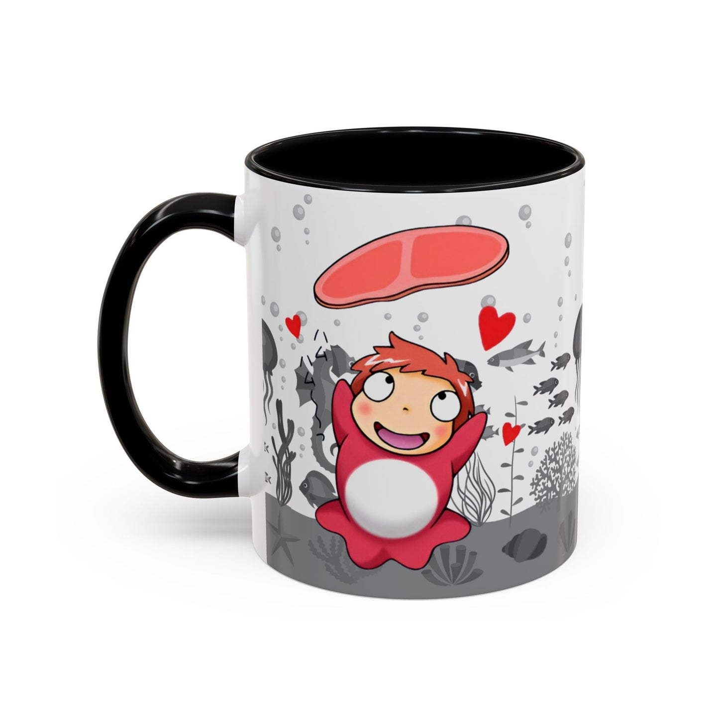 Ponyo Ham Accent Handle Mug – Studio Ghibli Coffee Cup – 11oz & 15oz Anime Gift for Fans