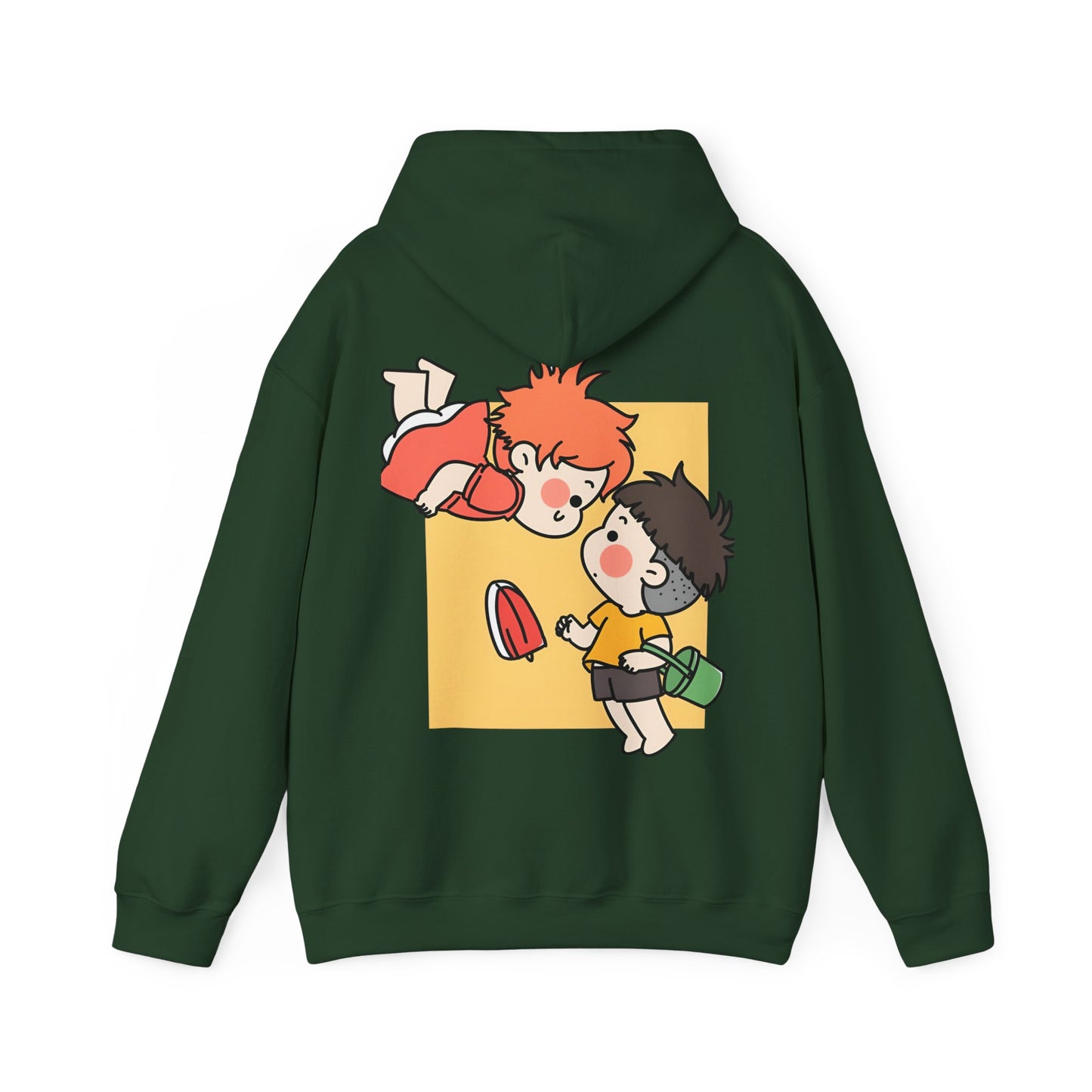 Ponyo & Sosuke Back Print Hoodie – 100% Cotton Gildan 18500 | Studio Ghibli Anime