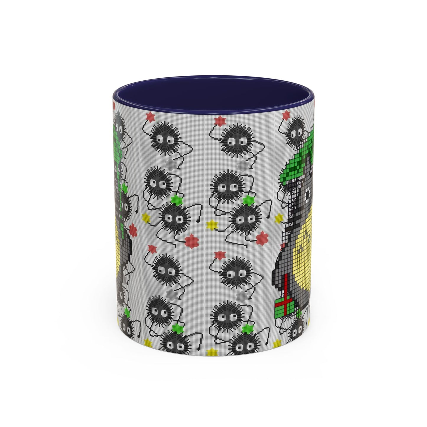 Totoro & Soot Sprites Accent Mug – Color Handle Studio Ghibli Cup – 11oz & 15oz Ceramic Anime Coffee Gift