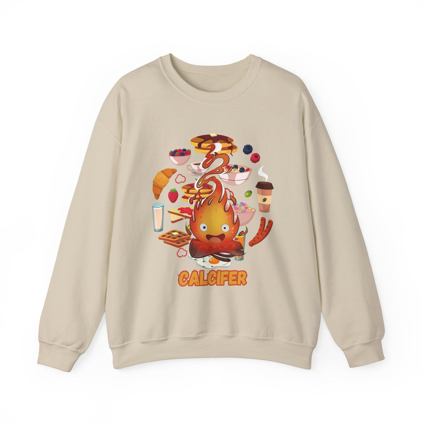 Calcifer Breakfast Demon Sweatshirt – 100% Cotton Cozy Anime Pullover for Ghibli Fans