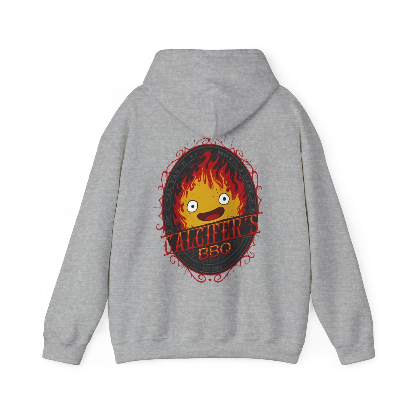Calcifer BBQ Demon Flame Back Print Hoodie – 100% Cotton Studio Ghibli Fire Demon Hoodie
