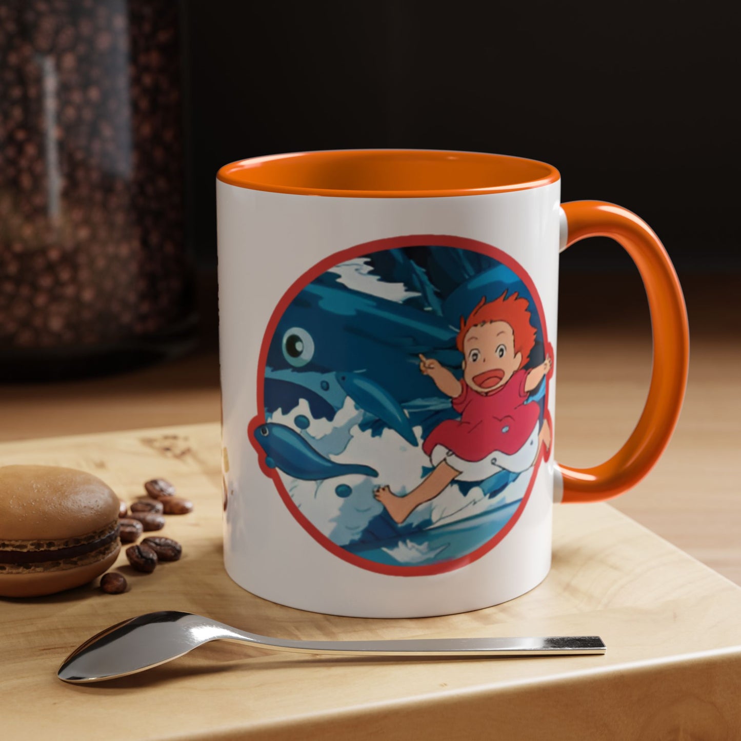 Ponyo Accent Mug – Studio Ghibli Collage Color Handle Cup 11oz & 15oz – Cute Anime Ocean Gift for Fans