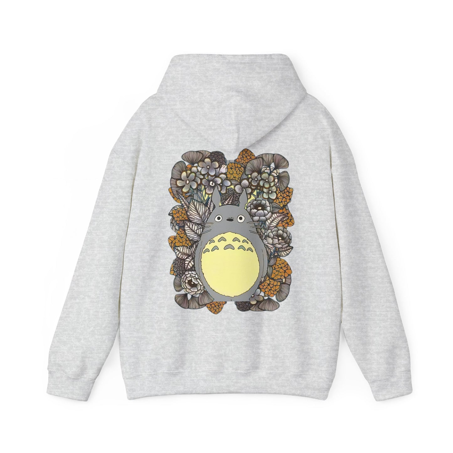 Totoro Plants Back Print Hoodie – 100% Cotton Studio Ghibli Hoodie with Totoro and Nature Design