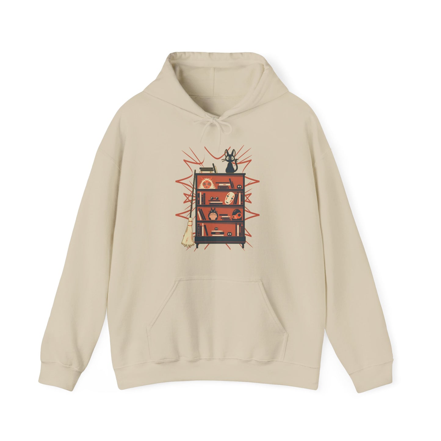Jiji Hoodie – 100% Cotton Gildan 18500 | Kiki's Delivery Service Studio Ghibli Cute Anime Hoodie
