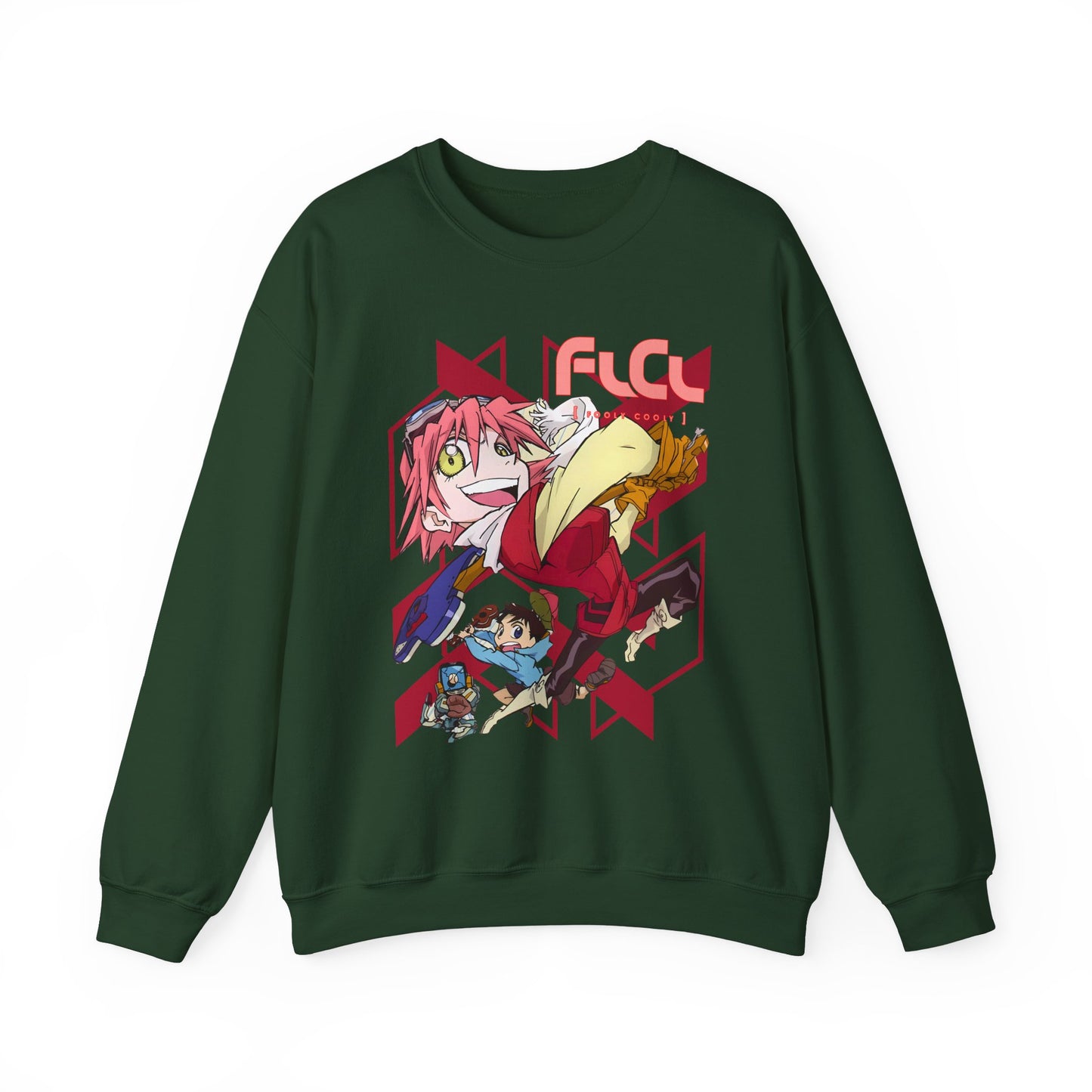 FLCL Sweatshirt – 100% Cotton Gildan 18000 | Fooly Cooly Retro Anime Pullover for True Fans