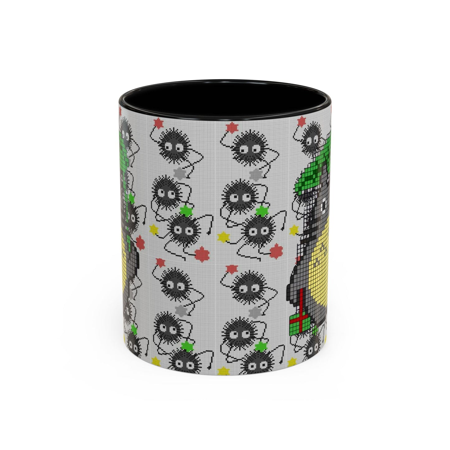 Totoro & Soot Sprites Accent Mug – Color Handle Studio Ghibli Cup – 11oz & 15oz Ceramic Anime Coffee Gift