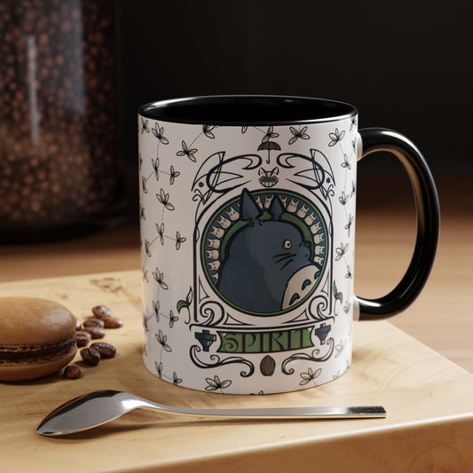Totoro Spirited Ghibli Accent Handle Mug – 11oz & 15oz Anime Cup – Studio Ghibli Coffee Gift
