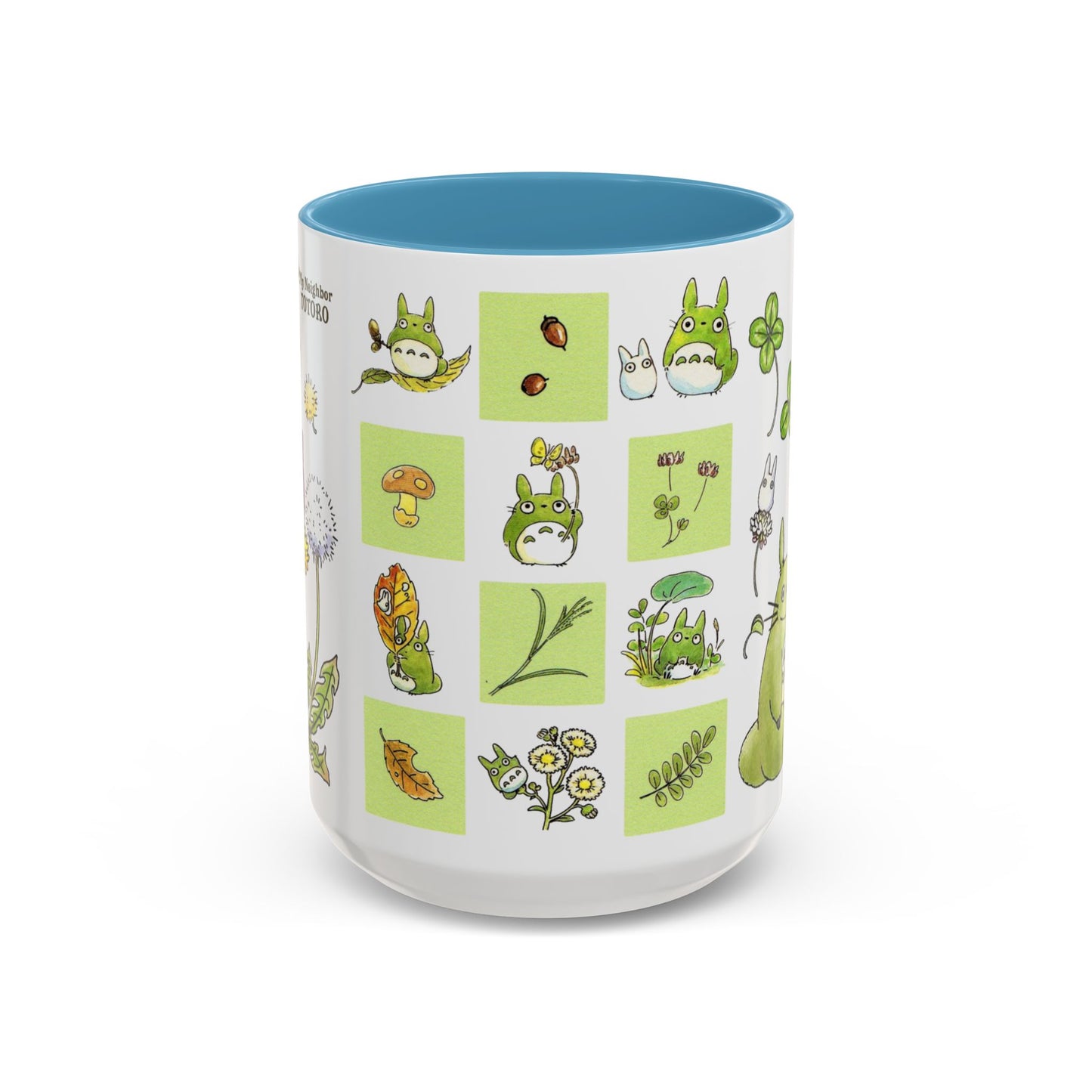 Totoro Green Accent Mug – Studio Ghibli Color Handle Coffee Cup – 11oz & 15oz Ceramic Gift for Anime Fans