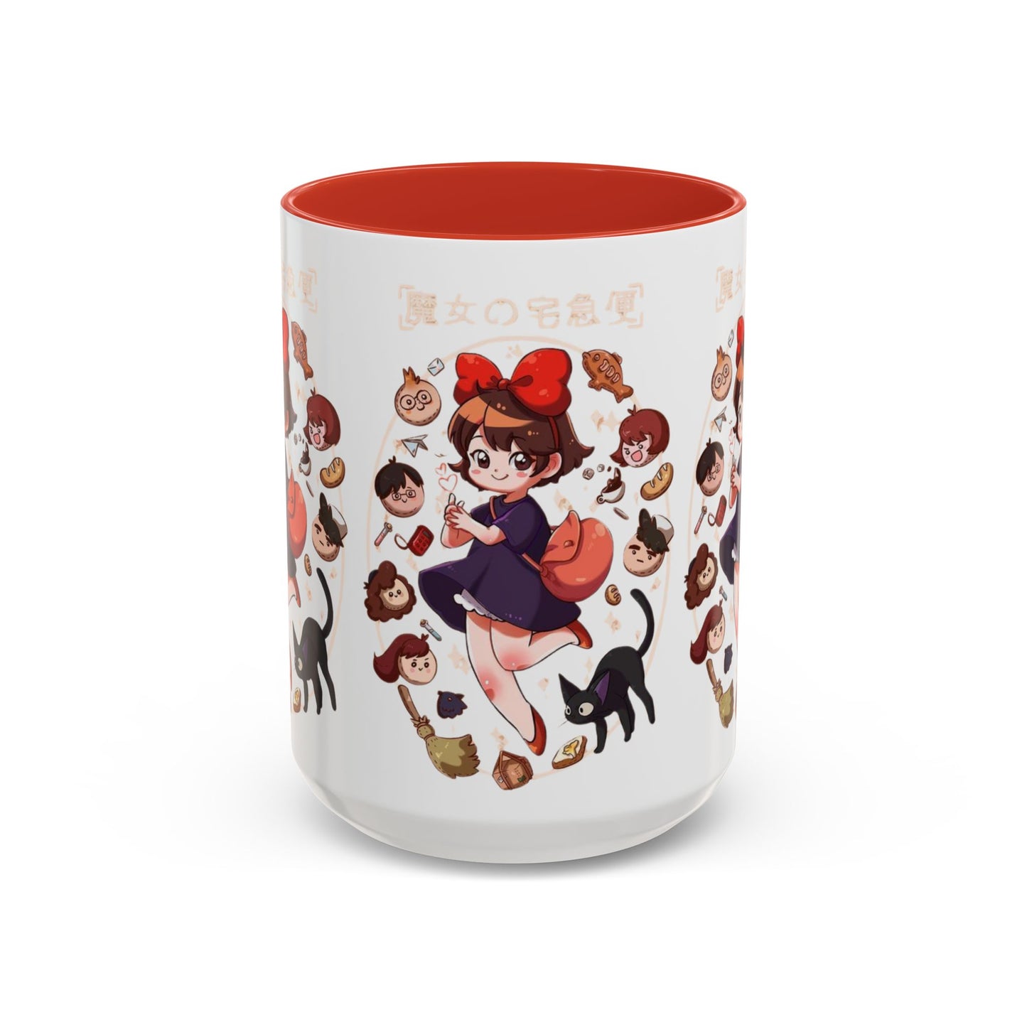 Kiki’s Delivery Service Accent Mug – Stained Glass Anime Cup 11oz & 15oz – Ghibli Inspired Color Handle Mug