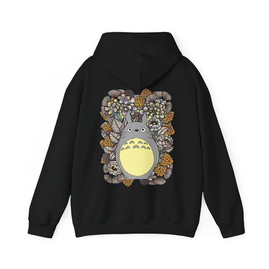 Totoro Plants Back Print Hoodie – 100% Cotton Studio Ghibli Hoodie with Totoro and Nature Design
