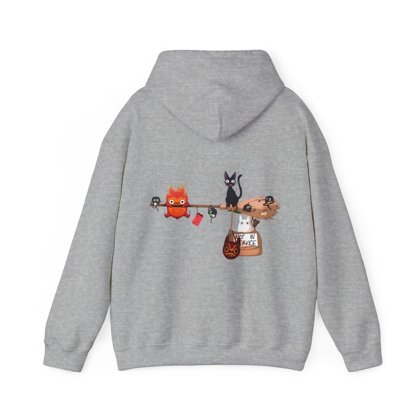 Calcifer Jiji Soot Sprites Back Print Hoodie – 100% Cotton Studio Ghibli Anime Hoodie