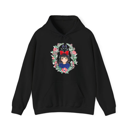 Kiki’s Delivery Service Flowers Hoodie – 100% Cotton Studio Ghibli Sweatshirt for Anime Fans
