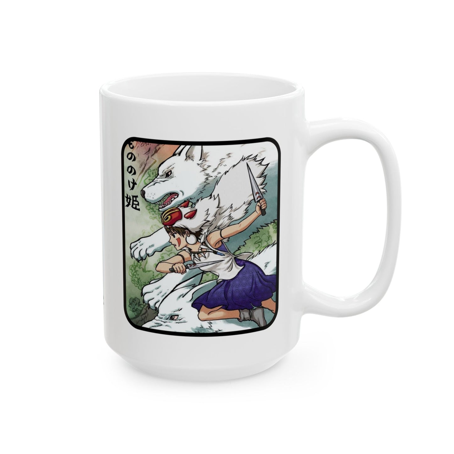 Princess Mononoke Collage Mug – Studio Ghibli Coffee Cup 11oz & 15oz – Epic Anime Gift Featuring San, Ashitaka & Forest Spirits