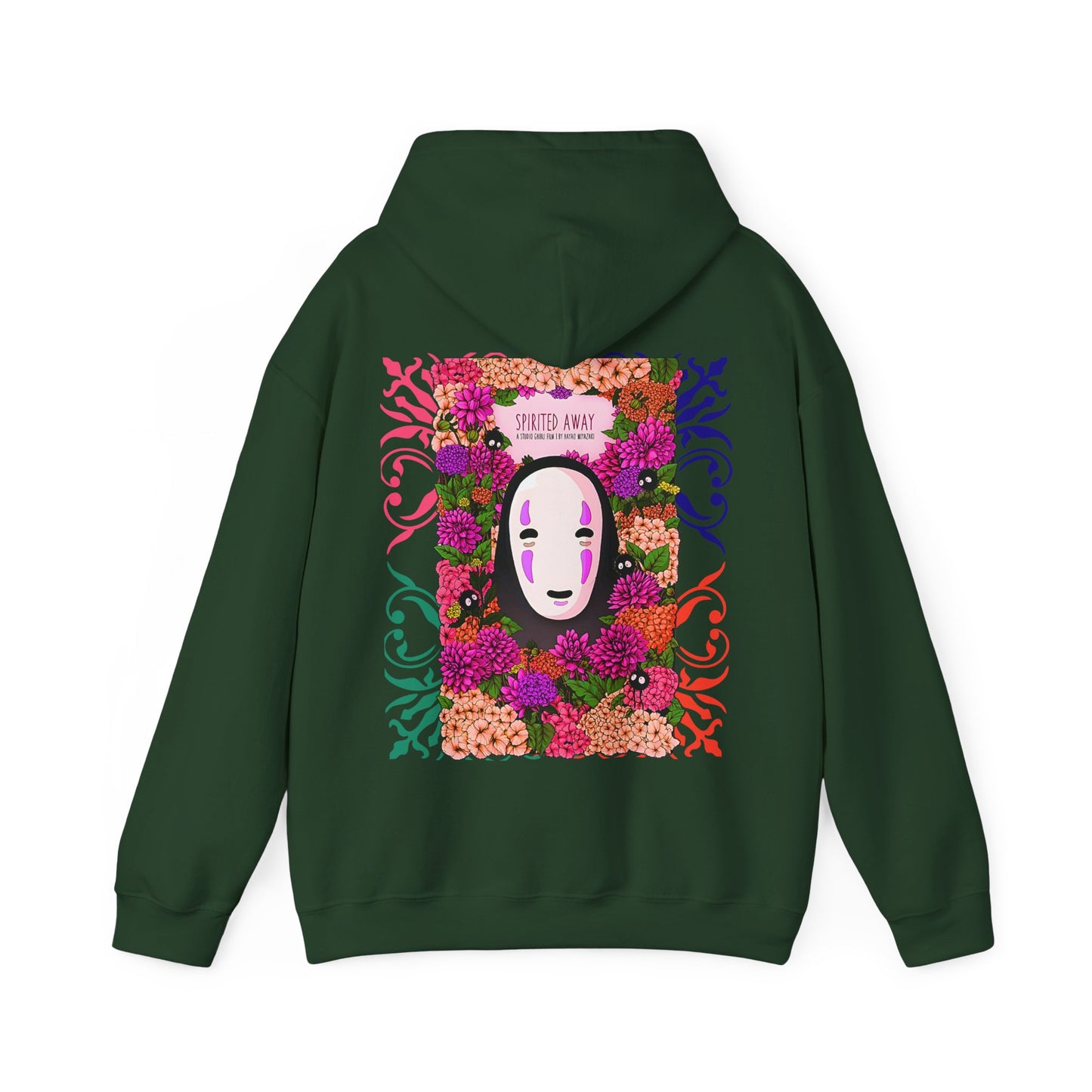 No Face Back Print Hoodie – Spirited Away Ghibli | 100% Cotton Gildan 18500 Anime Hoodie