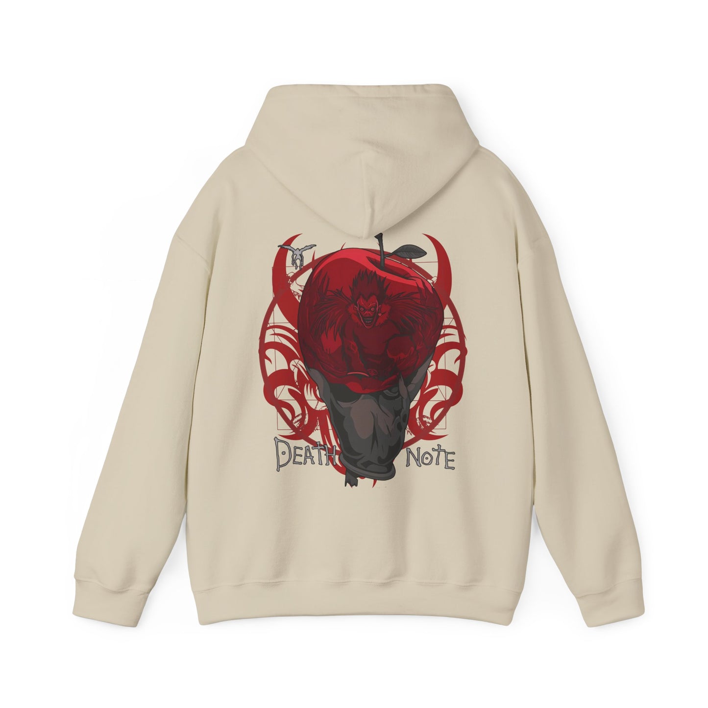 Death Note Apple Back Print Hoodie – 100% Cotton Anime Hoodie with Ryuk Red Apple Design