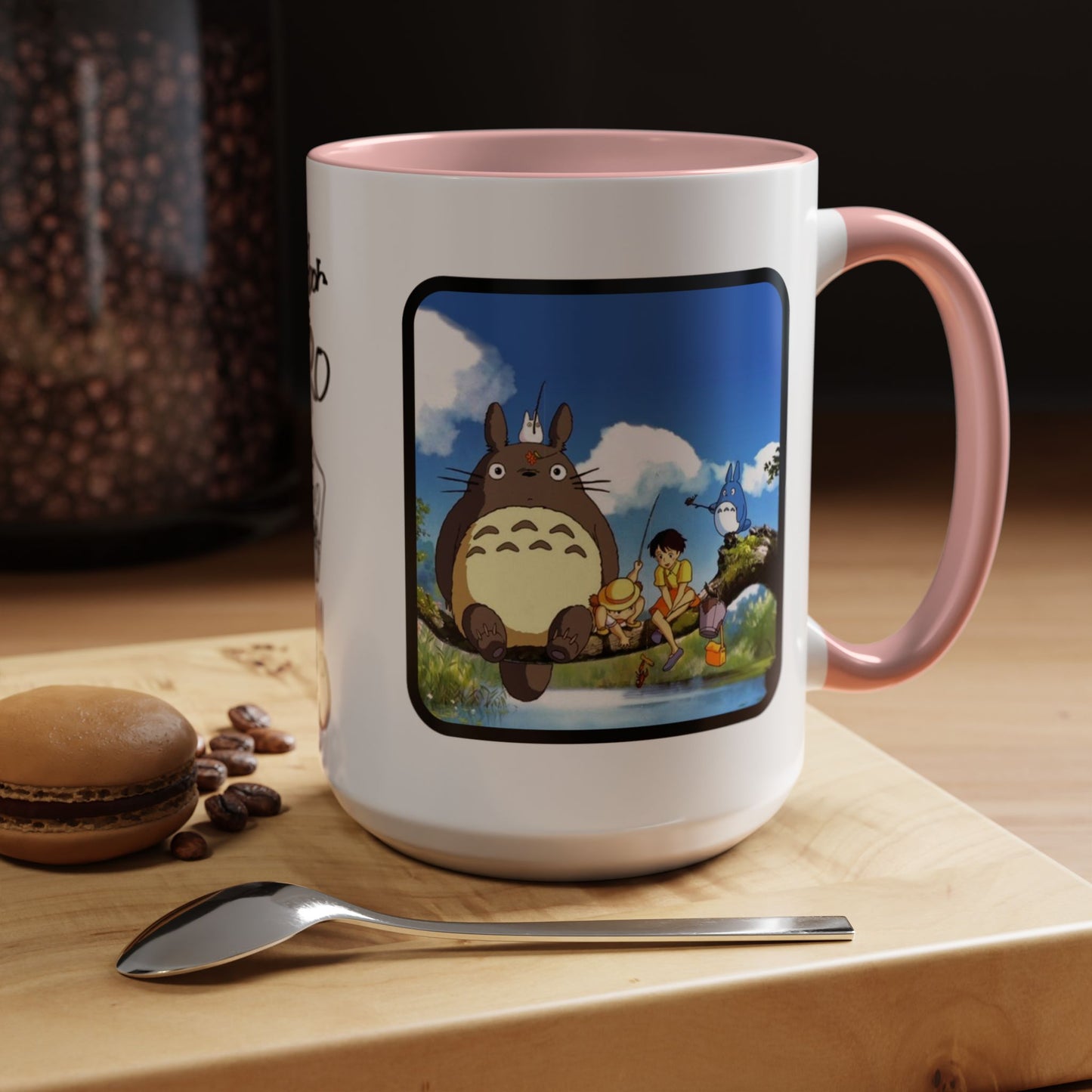 My Neighbor Totoro Accent Mug – Ghibli Collage Color Handle Cup 11oz & 15oz – Cute Anime Coffee Mug Gift