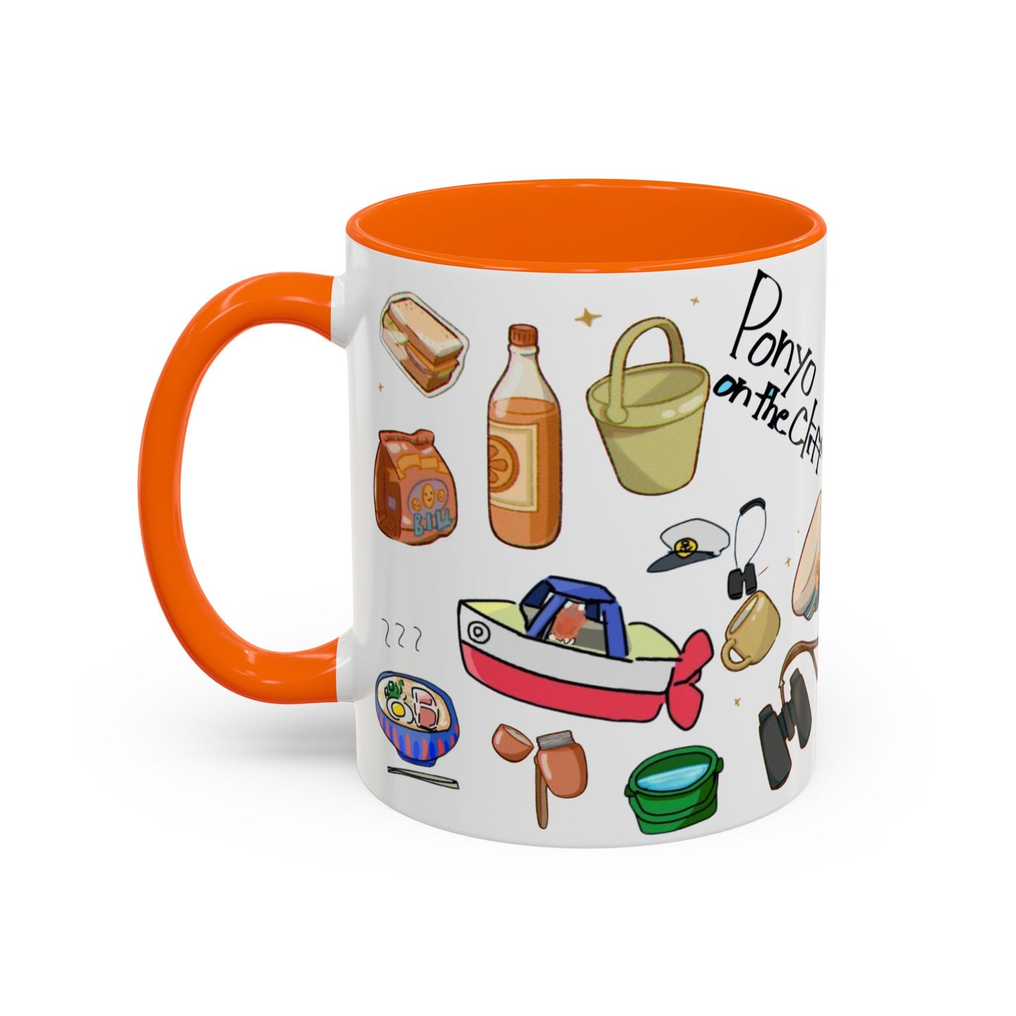Ponyo Accent Mug – Studio Ghibli Collage Color Handle Cup 11oz & 15oz – Cute Anime Ocean Gift for Fans