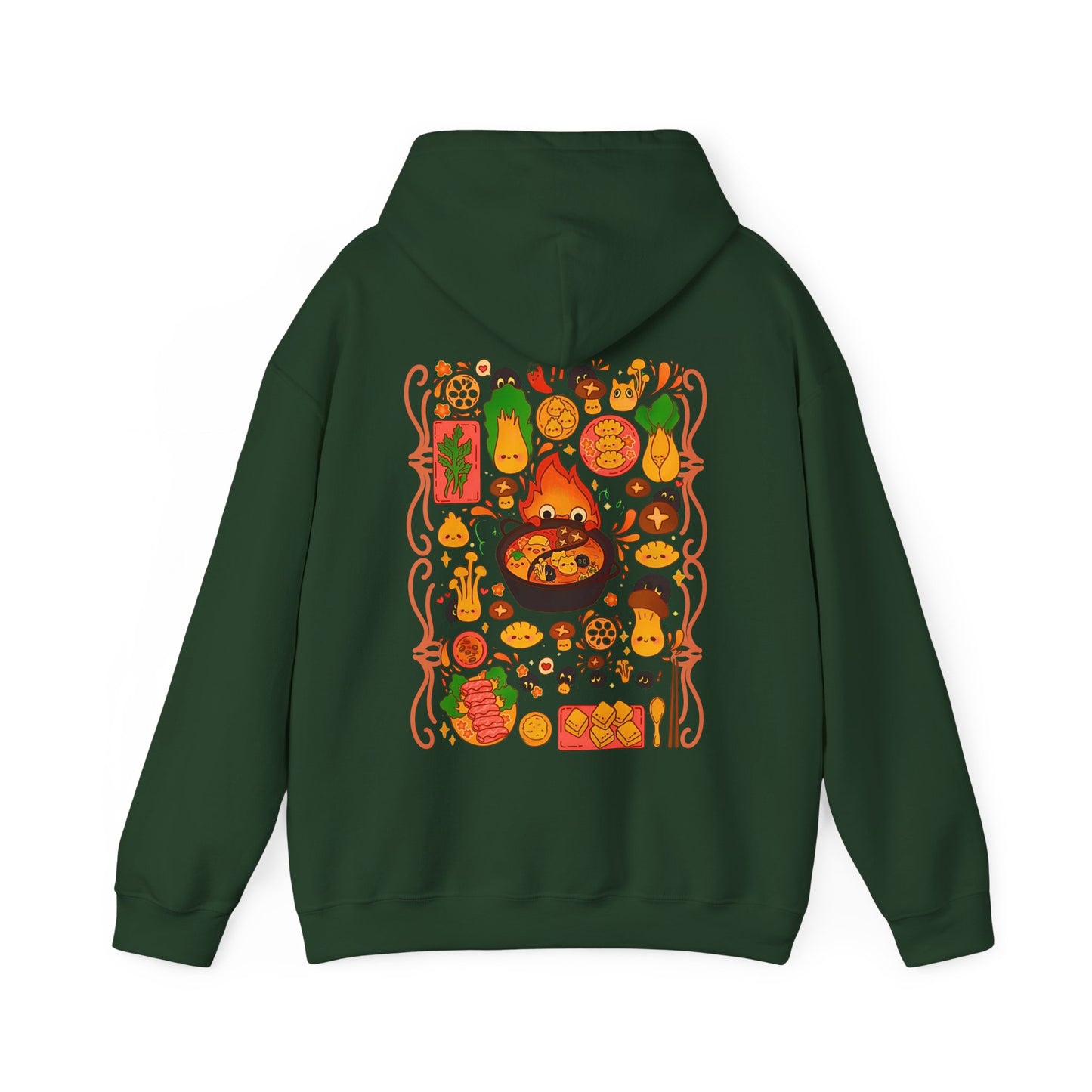 Calcifer Breakfast Back Print Hoodie – 100% Cotton Howl’s Moving Castle Studio Ghibli Hoodie