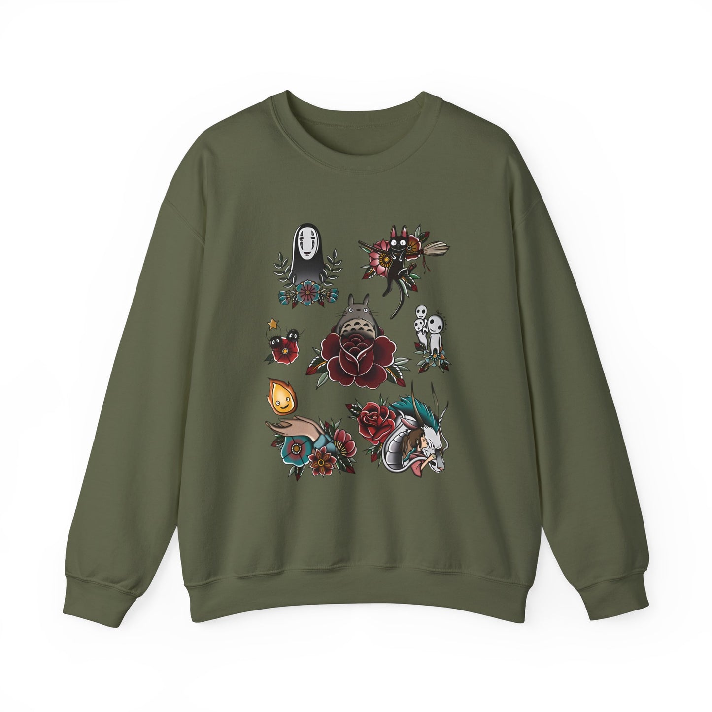 Studio Ghibli Characters Sweatshirt – 100% Cotton Anime Crewneck Featuring Iconic Ghibli Heroes