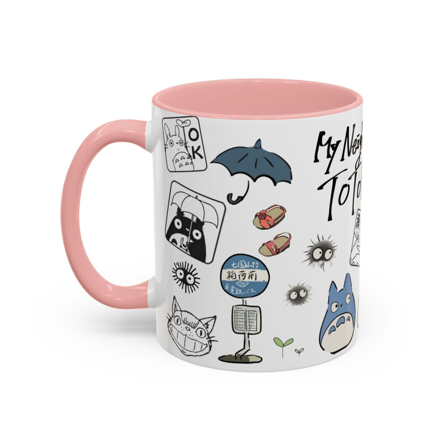 My Neighbor Totoro Accent Mug – Ghibli Collage Color Handle Cup 11oz & 15oz – Cute Anime Coffee Mug Gift