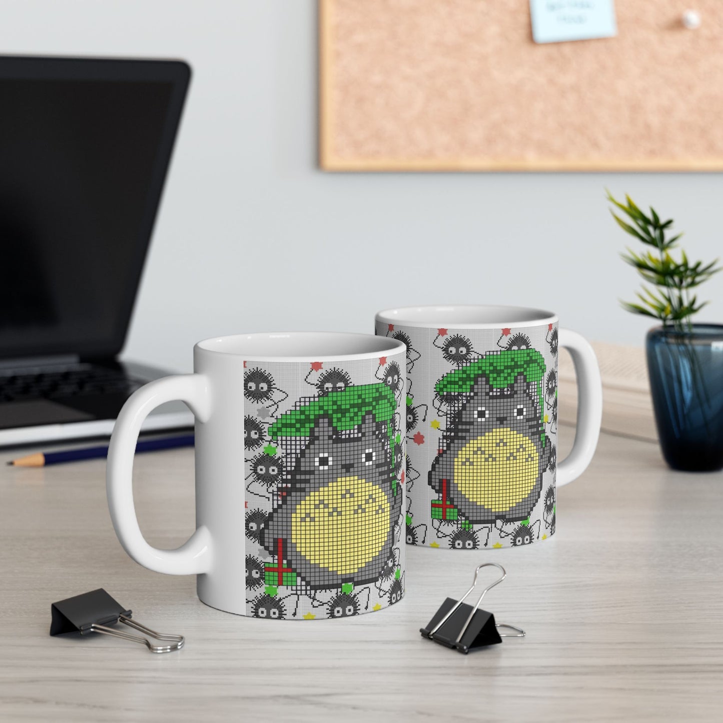 Totoro & Soot Sprites Mug – Studio Ghibli Ceramic Coffee Cup – 11oz & 15oz Anime Gift for Fans