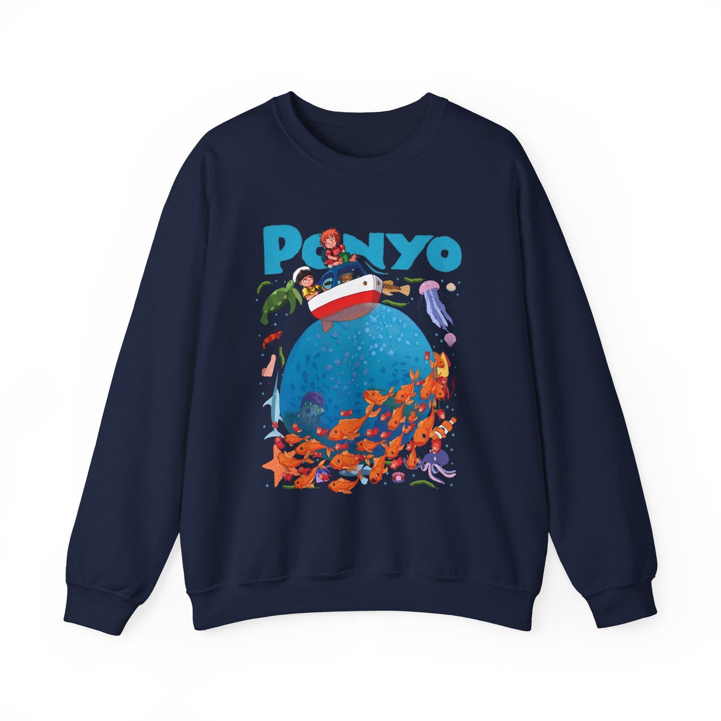 Ponyo and Sosuke Boat Adventure Sweatshirt – 100% Cotton Studio Ghibli Inspired Pullover