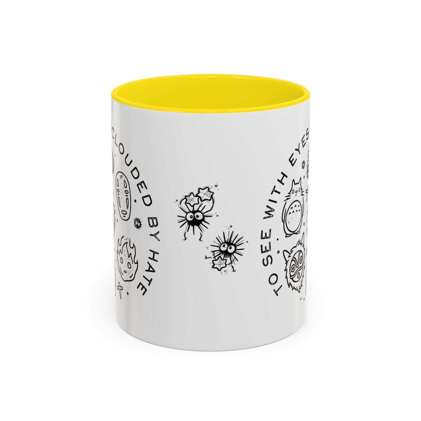 Universe Ghibli Accent Mug – Color Handle Anime Coffee Cup – 11oz & 15oz Studio Ghibli Ceramic Mug Gift