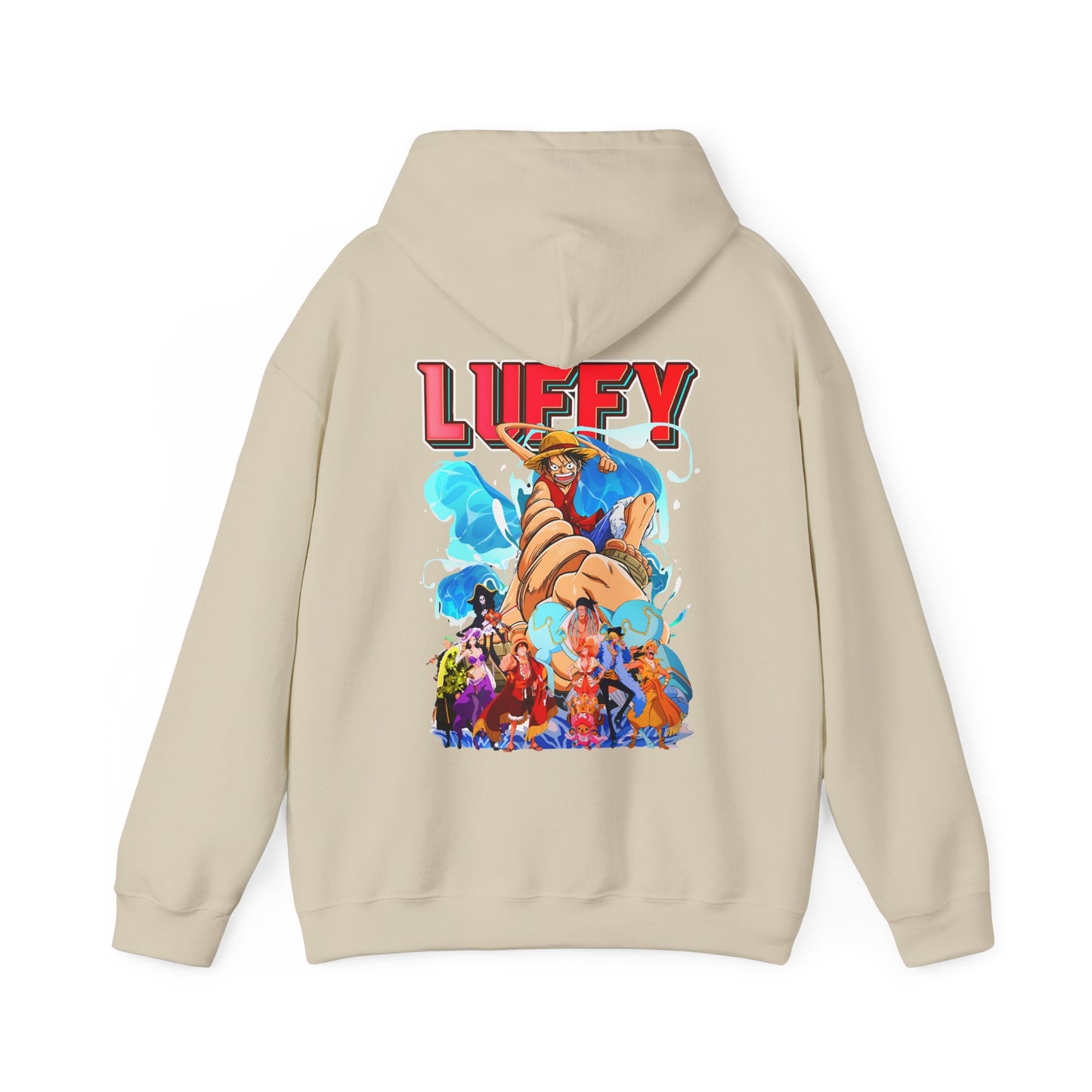 Luffy and Friends One Piece Back Print Hoodie – 100% Cotton Anime Pullover for Fans
