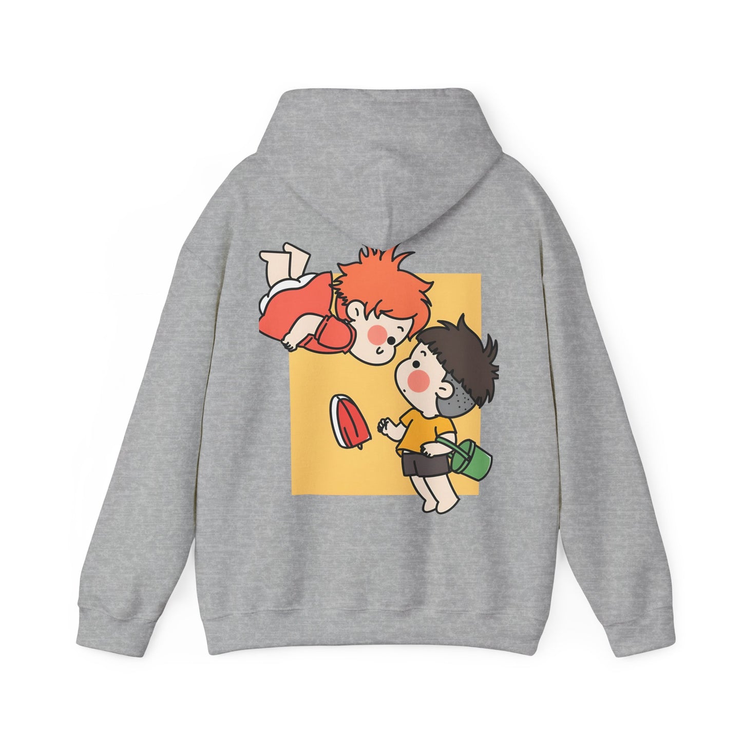 Ponyo & Sosuke Back Print Hoodie – 100% Cotton Gildan 18500 | Studio Ghibli Anime
